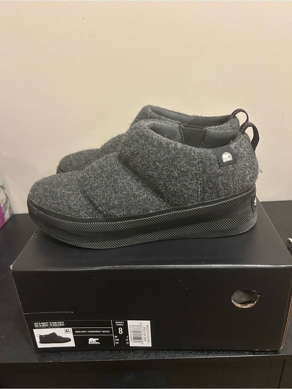 Sorel Women’s Gray Slip-On Wool Blend Casual Shoes Ankle Winter Boots